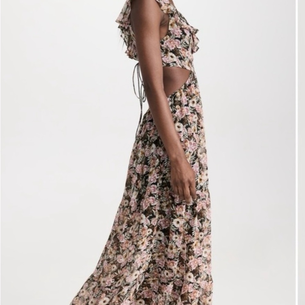 Astr Floral Cutout Maxi Dress in Pink and Black - Picture 3 of 5